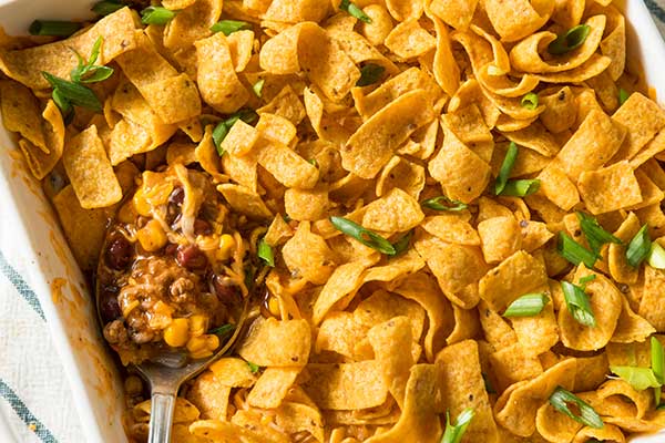 Chili topped with corn chips