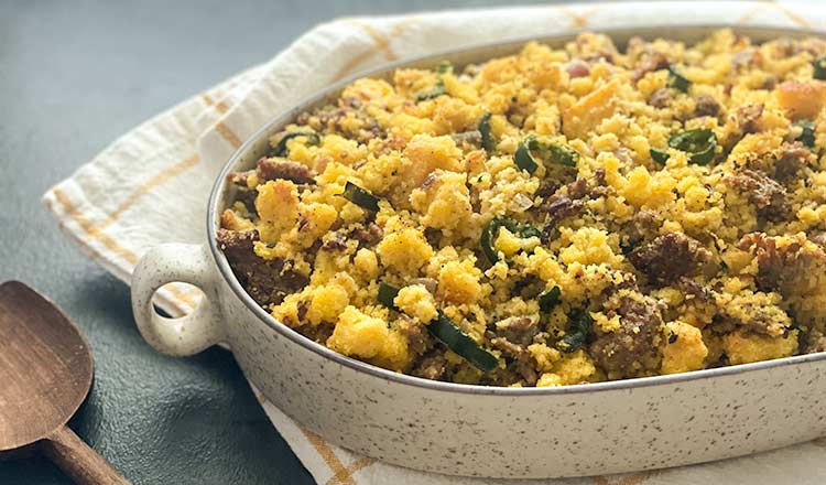 Cornbread Dressing with Sausage and Green Chiles - CIA Foodies