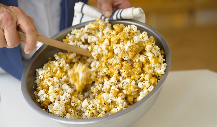 Caramel coated popcorn