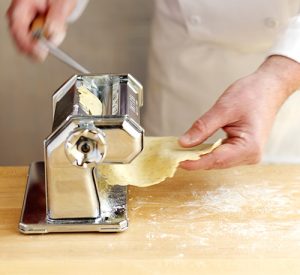 Rolling dough with pasta roller