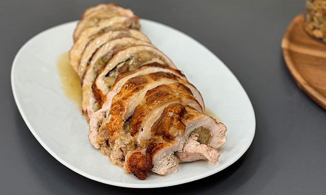 Turkey Breast Roulade with Sausage and Stuffing