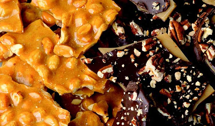 Peanut brittle and pecan toffee