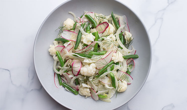 Fennel, Cauliflower, Green Beans, and Radishes with Meyer Lemon Vinaigrette