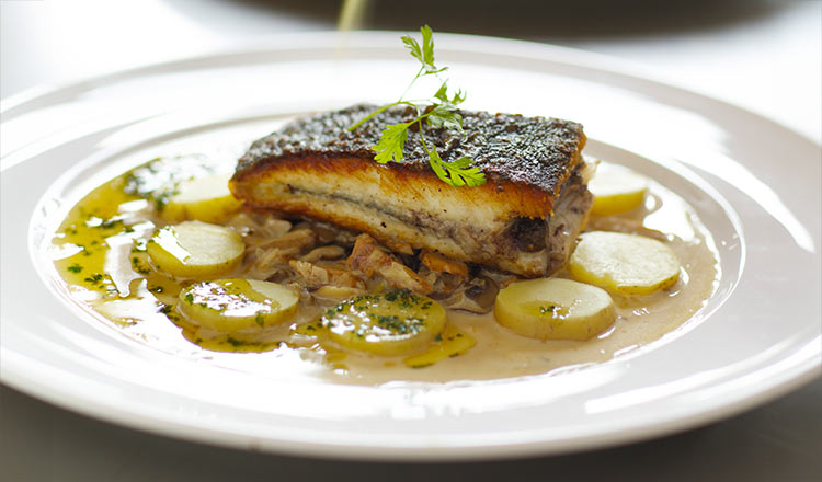 Tronçon de Turbot aux Champignons Sauvages (Seared Turbot Steaks with Wild Mushrooms)